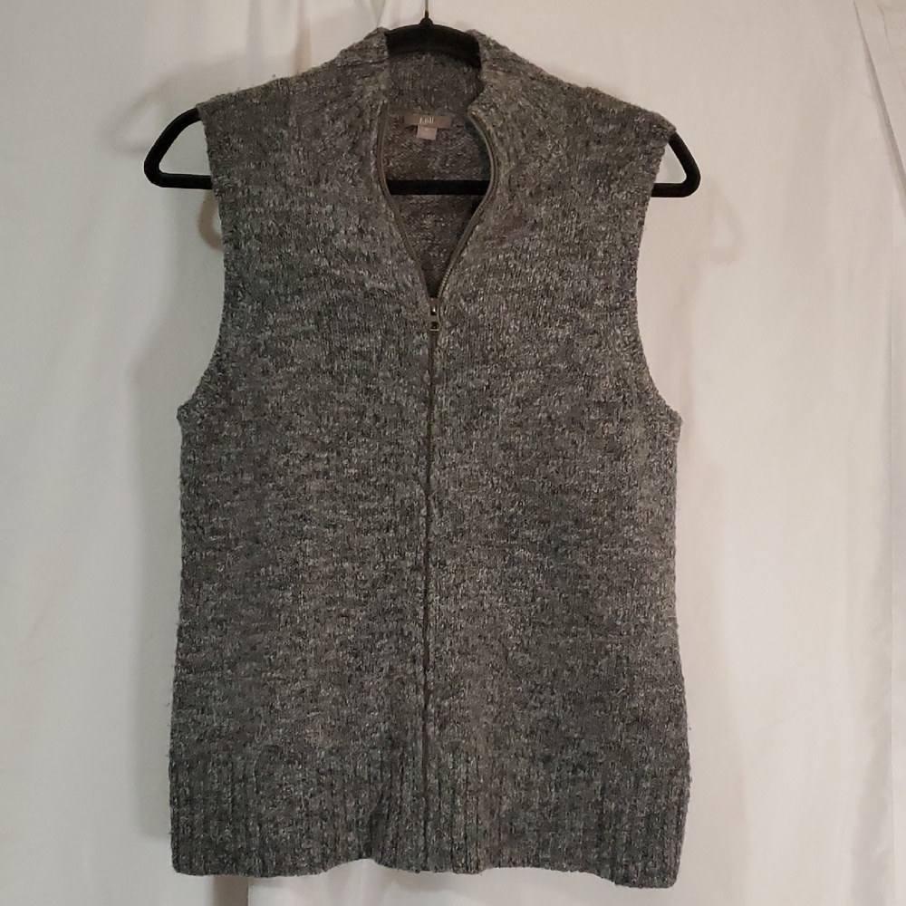 J. Jill Sweater Vest Full Zip Casual Work Business Warm Wool Alpaca Blend Gray - Picture 1 of 6